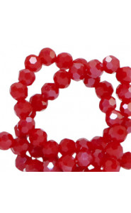 Faceted glass beads 4mm round Dark crimson red-pearl shine coating